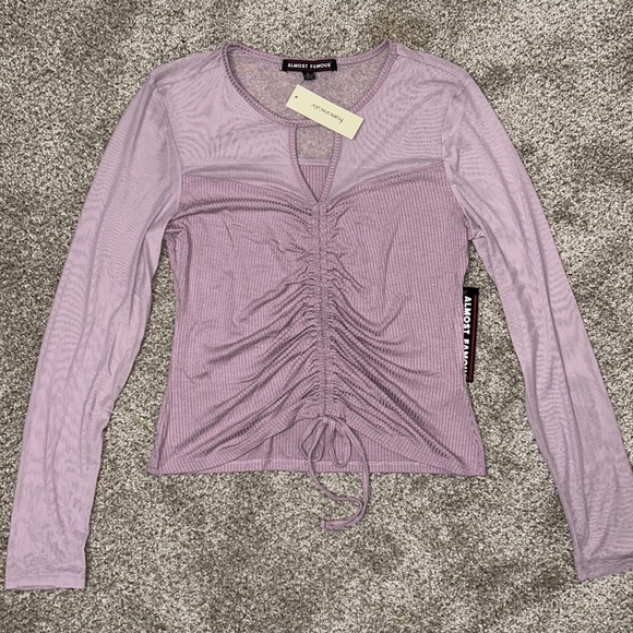 Mesh Knit Ruched Top - Picture 3 of 8